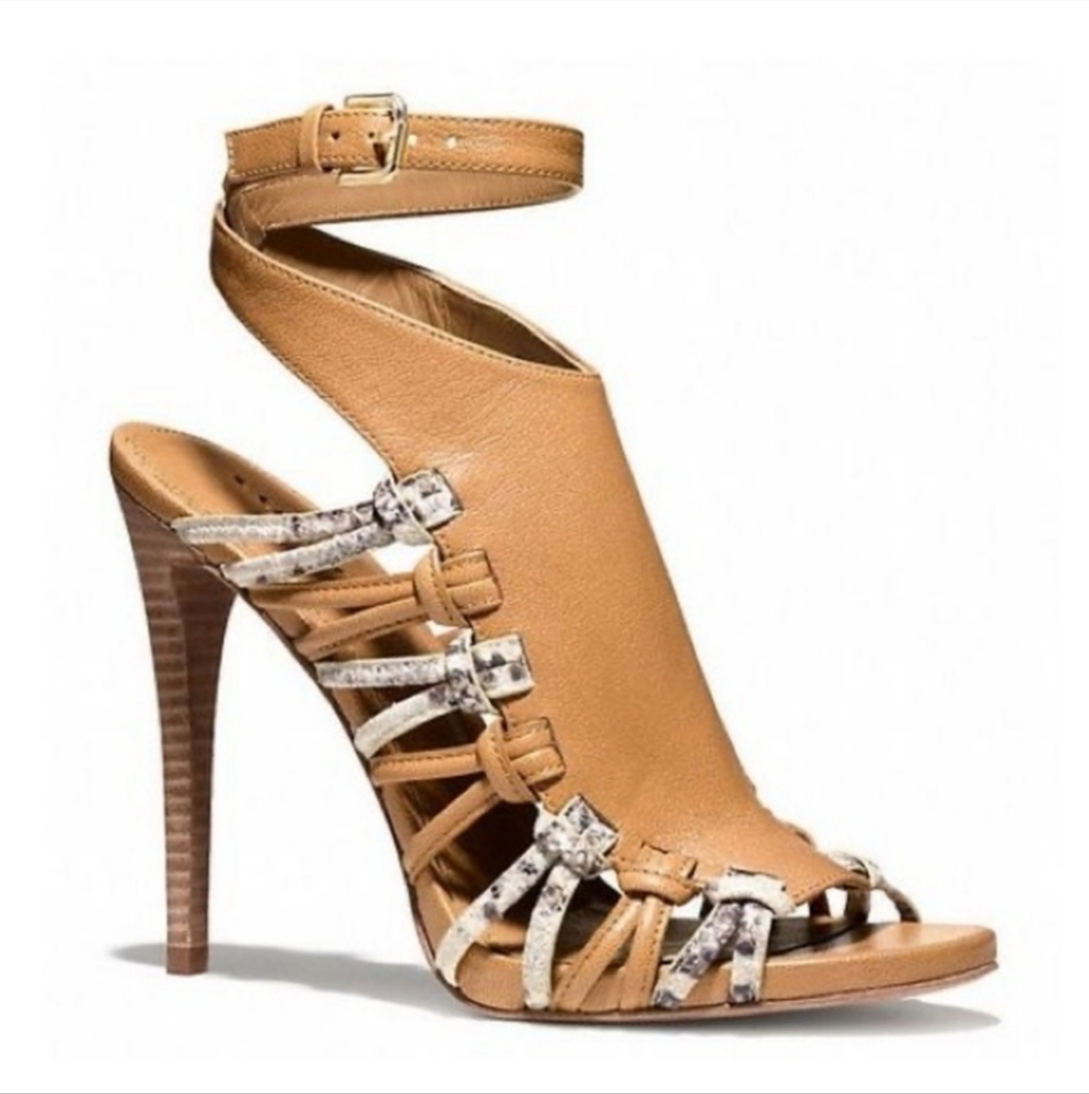 Coach Nude Leather Criss Cross Heels